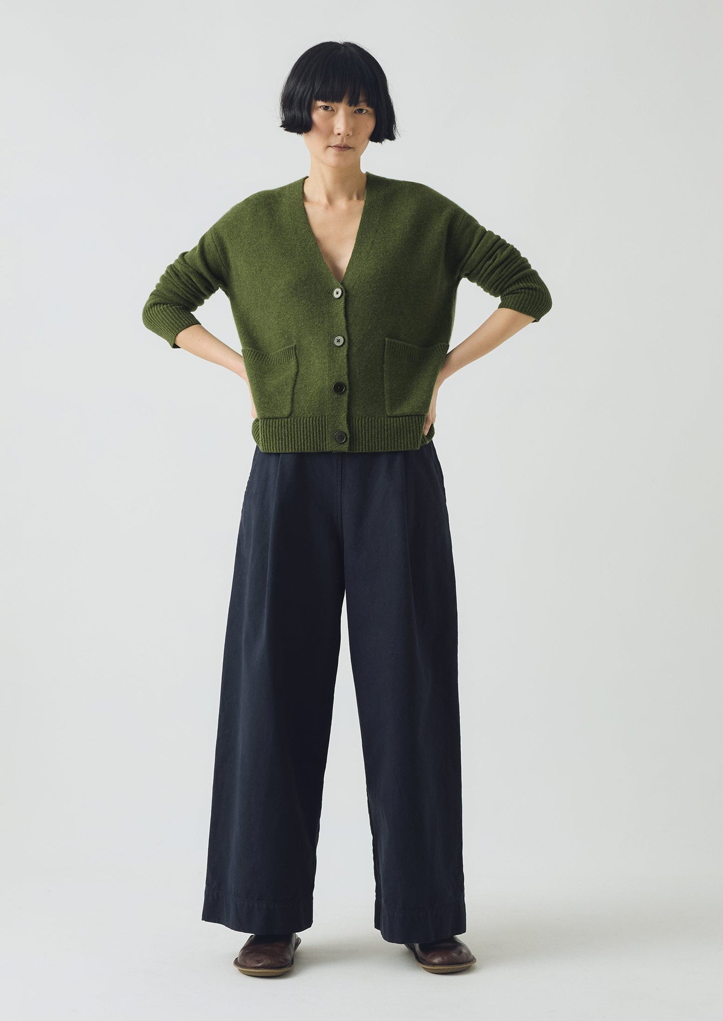 Ffion Wool Cashmere Boxy Cardigan | Lawn Green