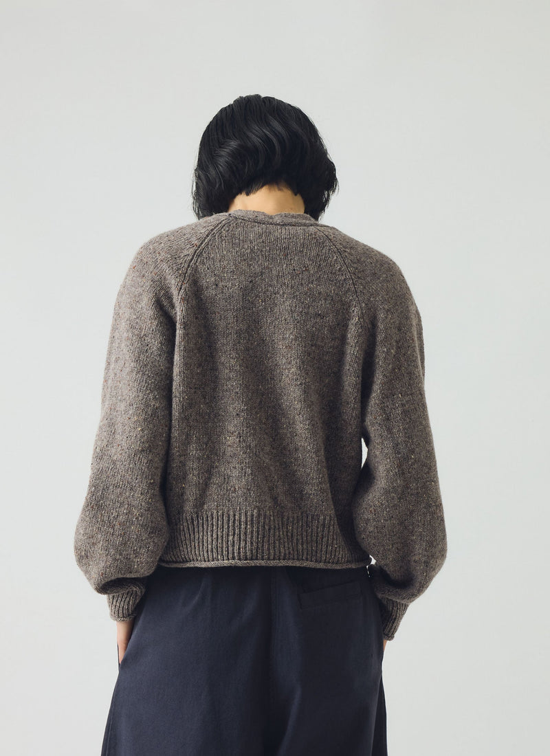 Donegal Wool V Neck Cardigan | Smoke