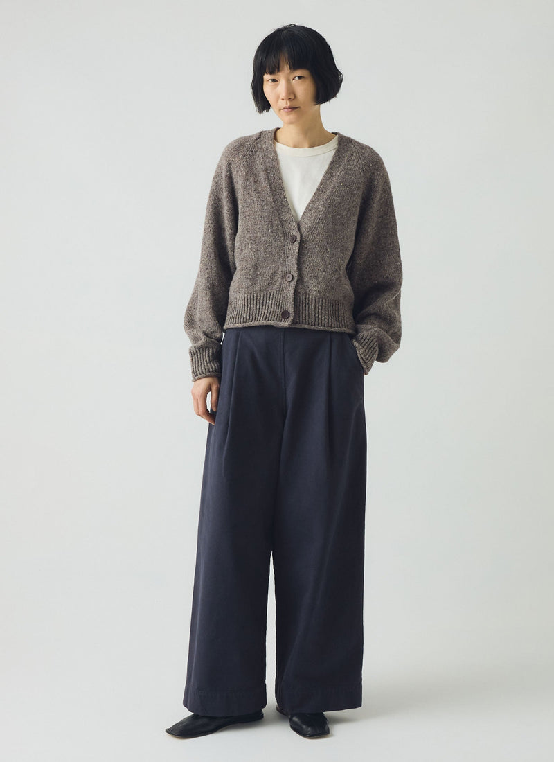 Donegal Wool V Neck Cardigan | Smoke