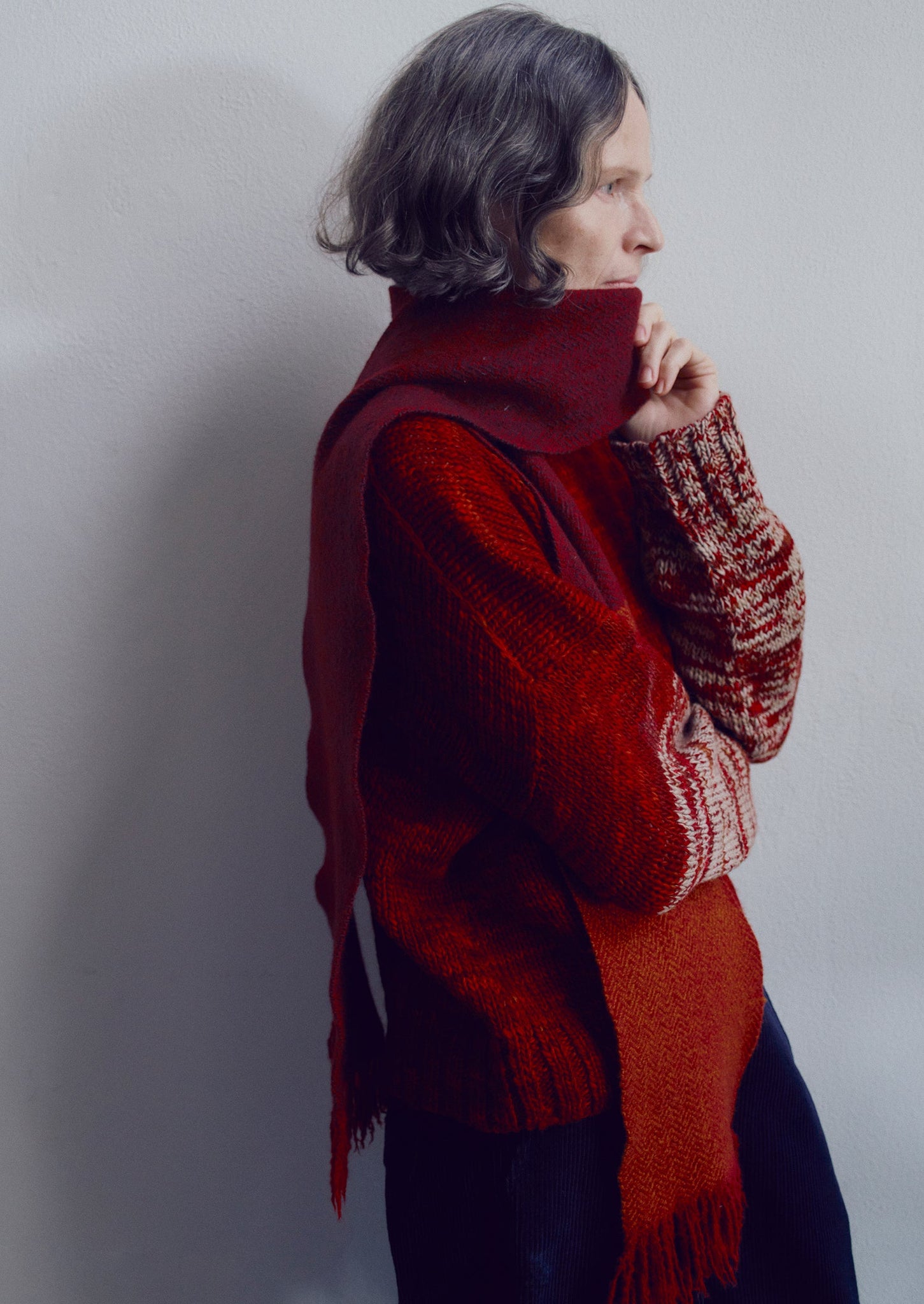 Hand Dyed High Neck Sweater | Claret Red