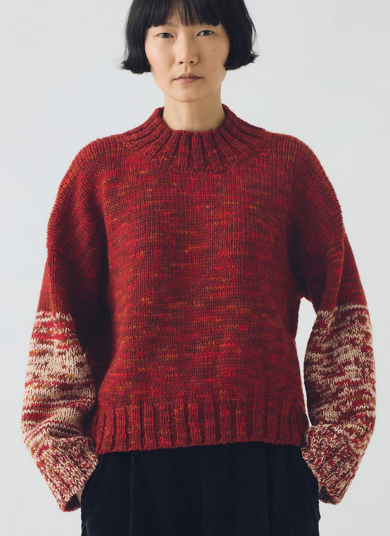 Hand Dyed High Neck Sweater | Claret Red