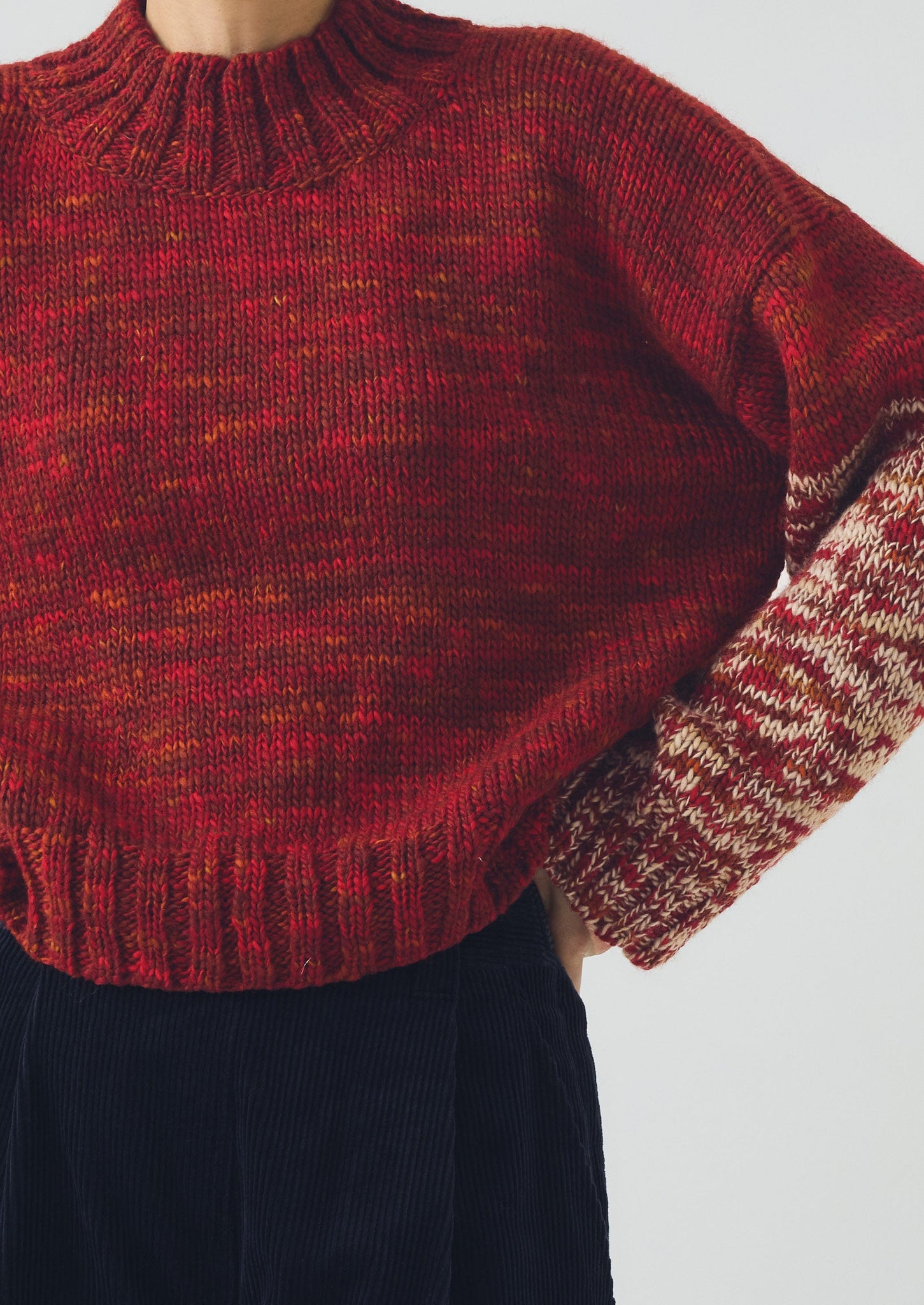 Hand Dyed High Neck Sweater | Claret Red