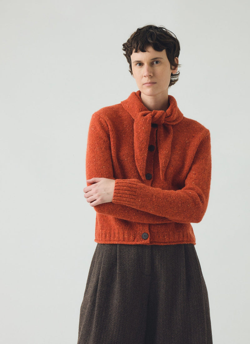 Donegal Merino Neckerchief Cardigan | Nasturtium