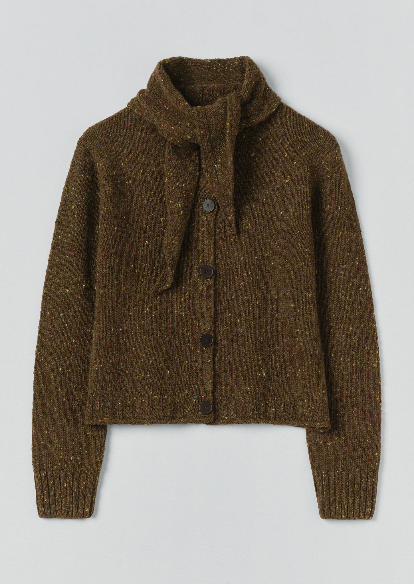 Donegal Merino Neckerchief Cardigan | Darkest Olive