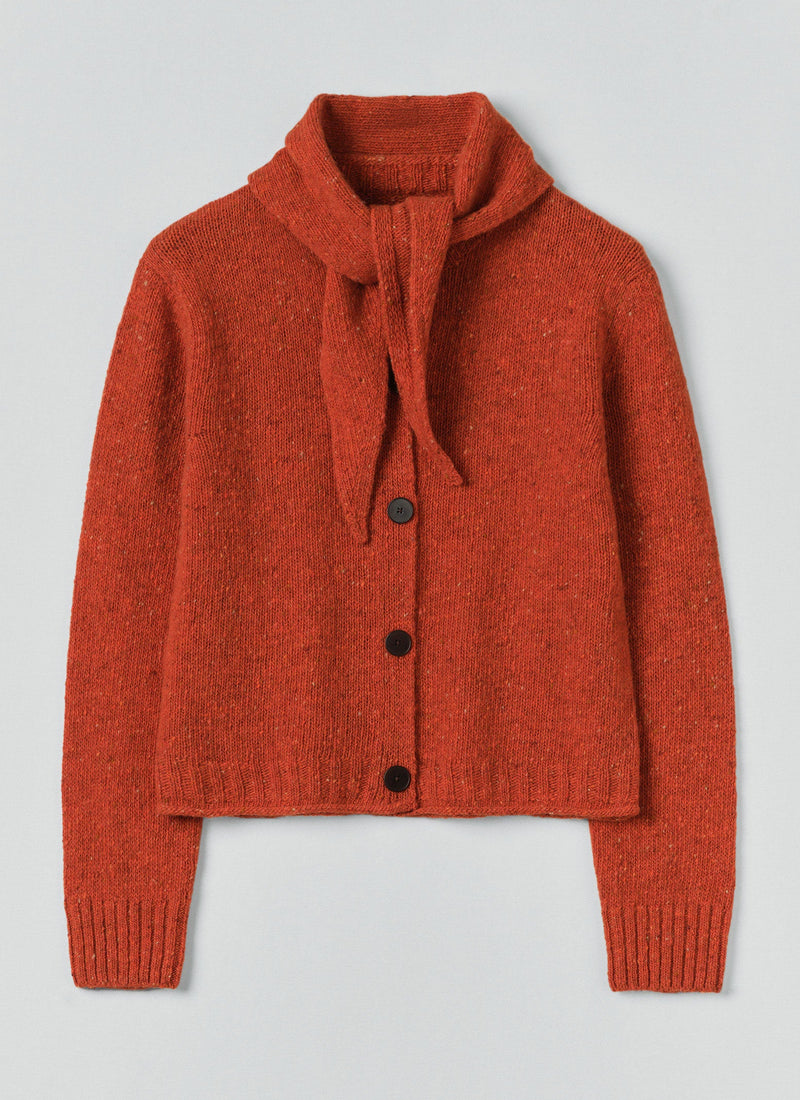 Donegal Merino Neckerchief Cardigan | Nasturtium
