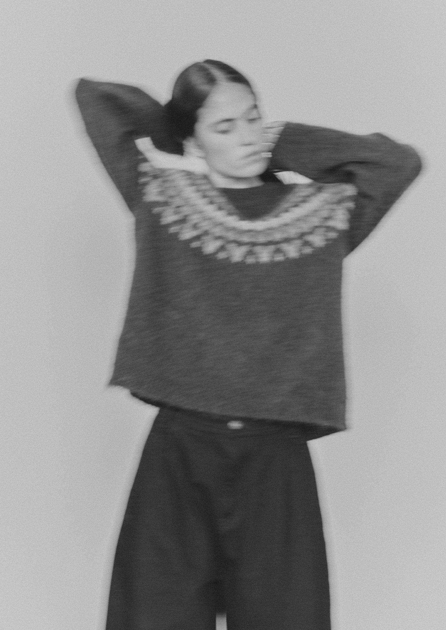 Brushed Mohair Wool Patterned Yoke Sweater | Peacock Multi | TOAST