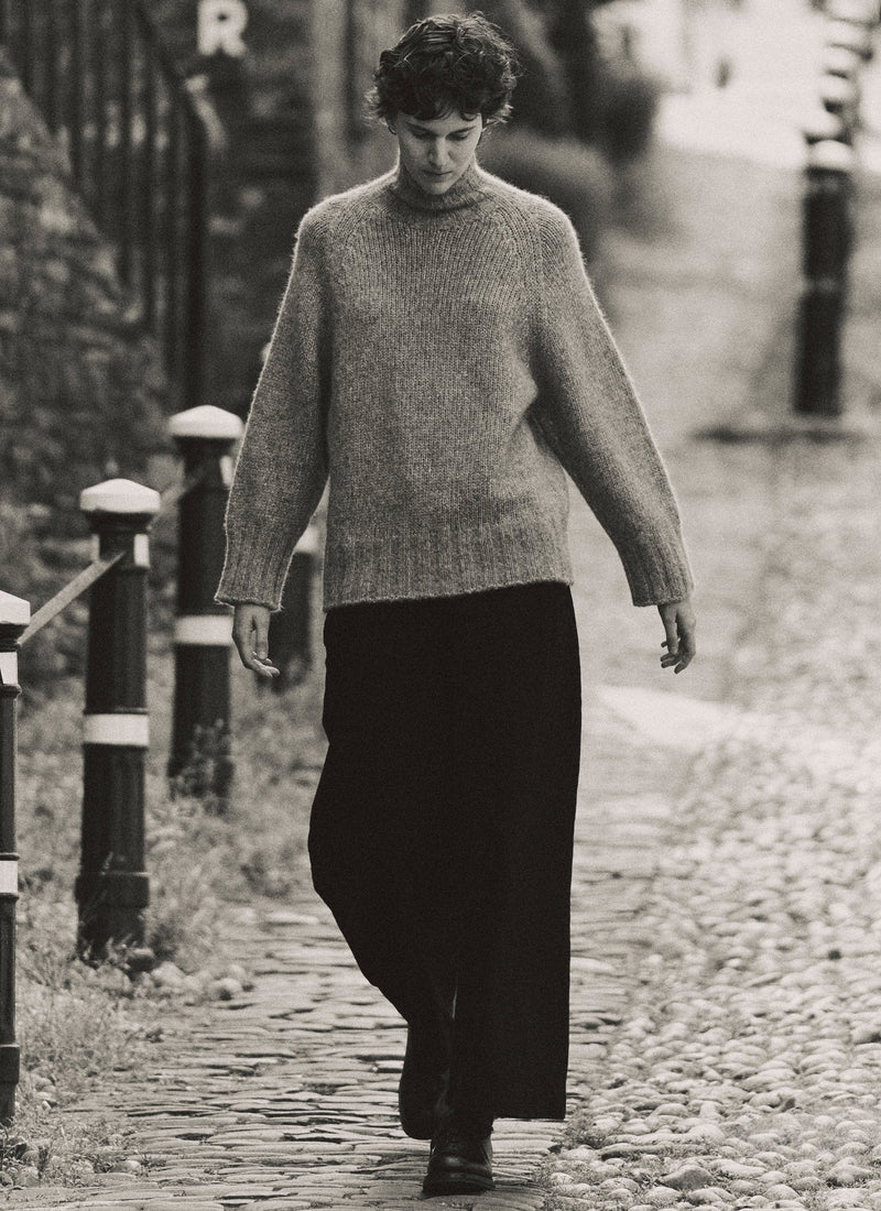 Lofty Alpaca High Neck Sweater | Stone