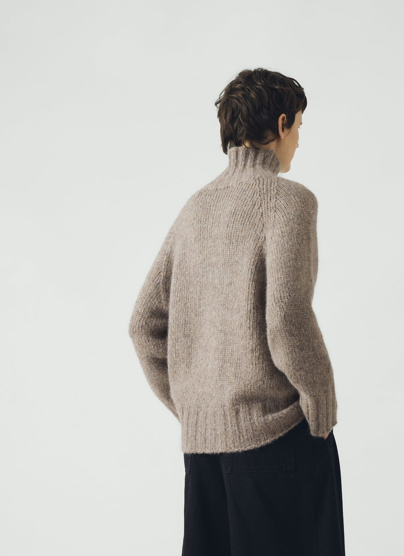 Lofty Alpaca High Neck Sweater | Stone
