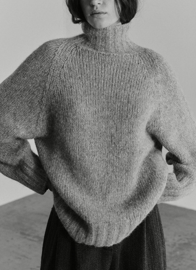 Lofty Alpaca High Neck Sweater | Stone