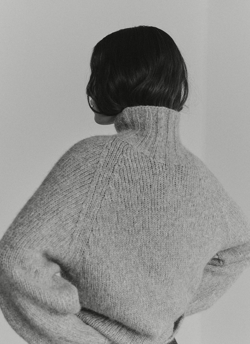 Lofty Alpaca High Neck Sweater | Stone