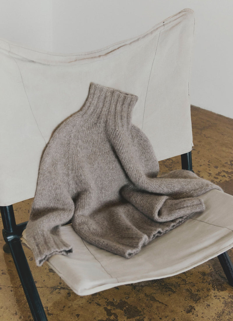Lofty Alpaca High Neck Sweater | Stone