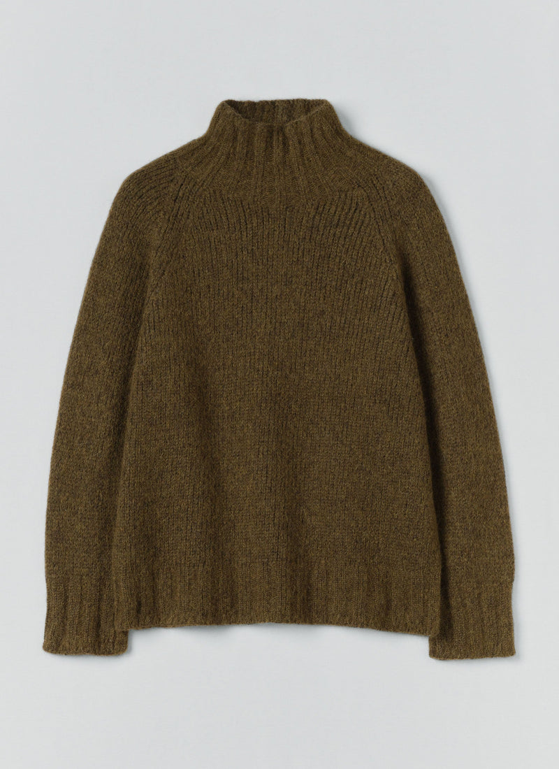 Lofty Alpaca High Neck Sweater | Olive