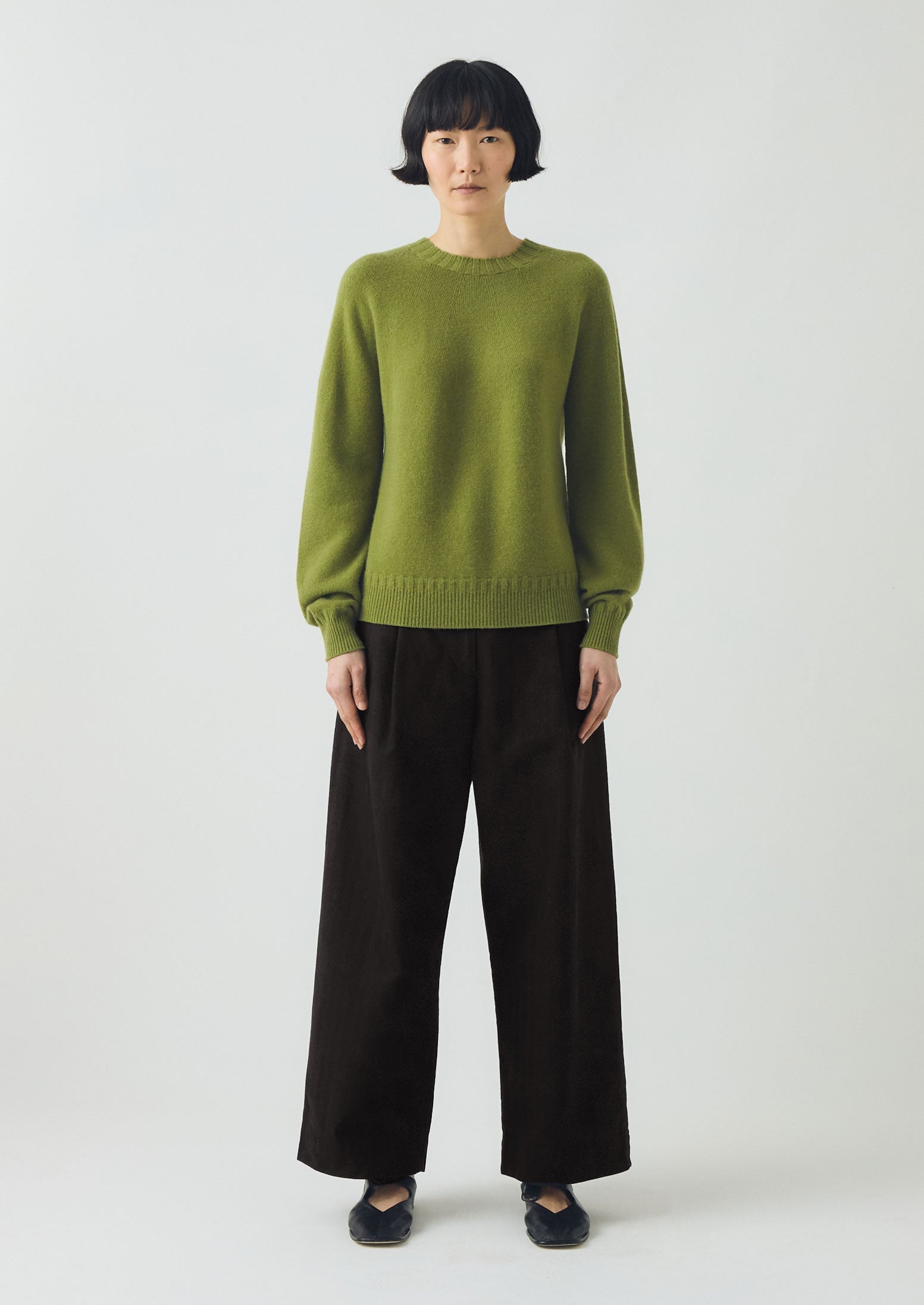 Wool Cashmere Crew Neck Sweater | Soft Green | TOAST