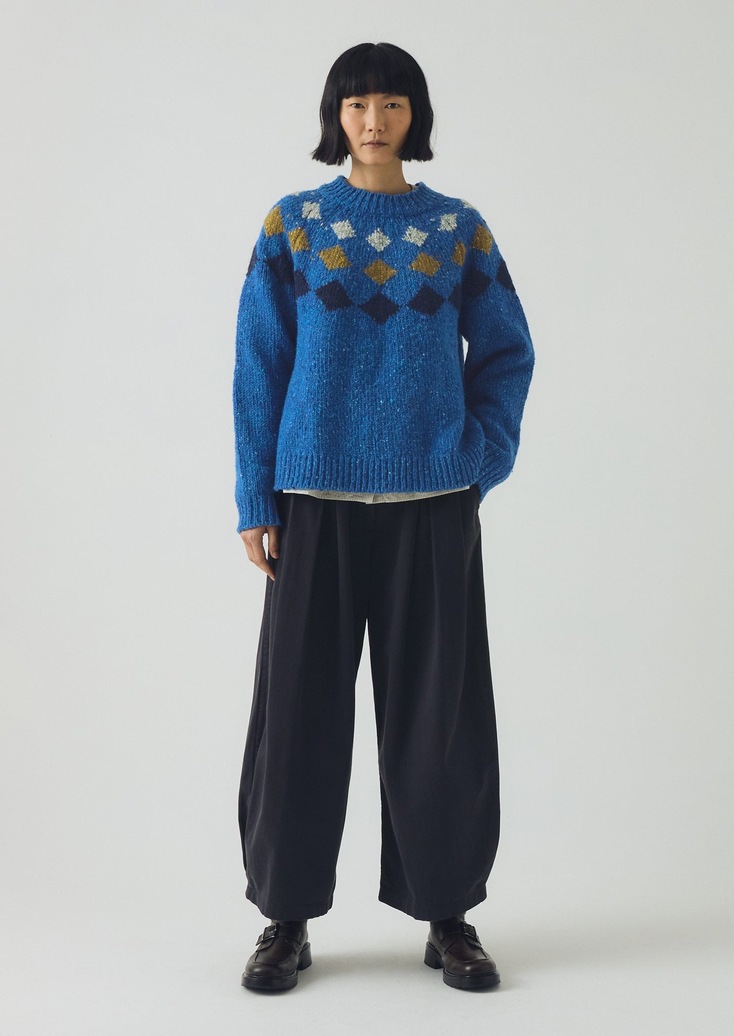 Donegal Diamond Yoke Sweater | Blue Multi