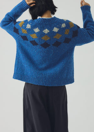 Donegal Diamond Yoke Sweater | Blue Multi | TOAST