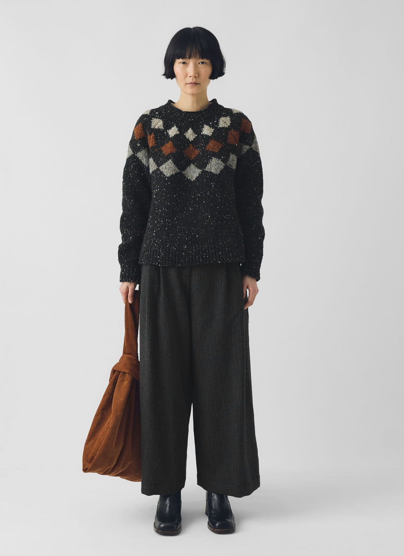 Donegal Diamond Yoke Sweater | Graphite Multi