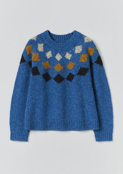 Donegal Diamond Yoke Sweater | Blue Multi | TOAST