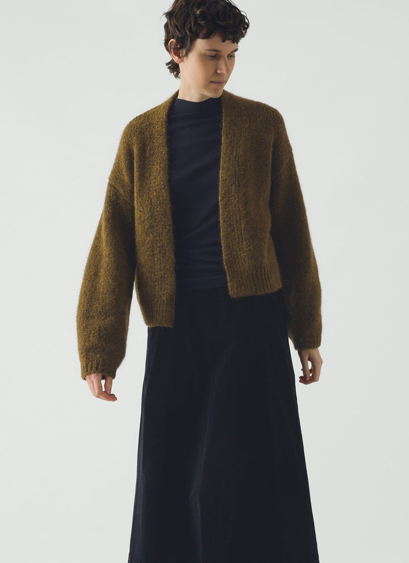 Lofty Alpaca Blend Cardigan | Olive Melange