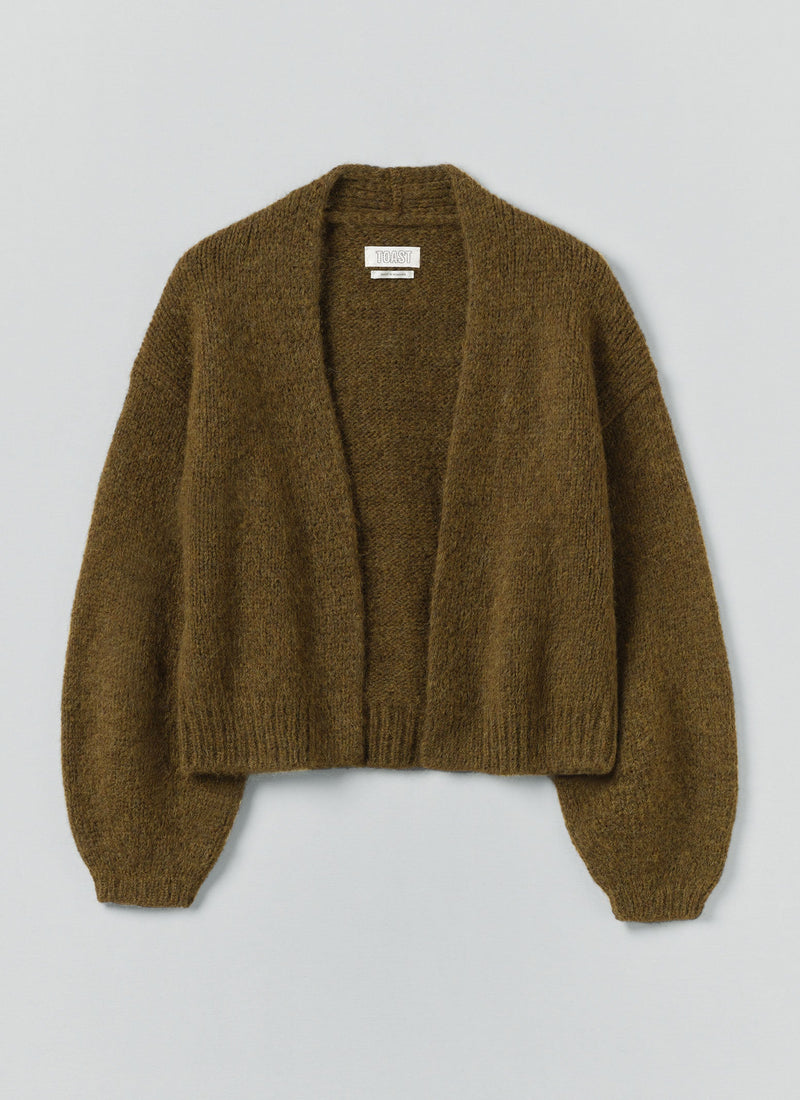 Lofty Alpaca Blend Cardigan | Olive Melange