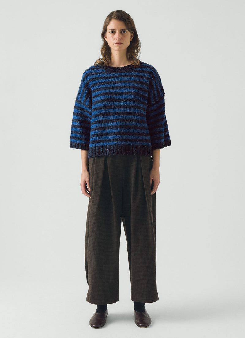 Donegal Stripe Short Sleeve Sweater | Midnight/Neptune Blue