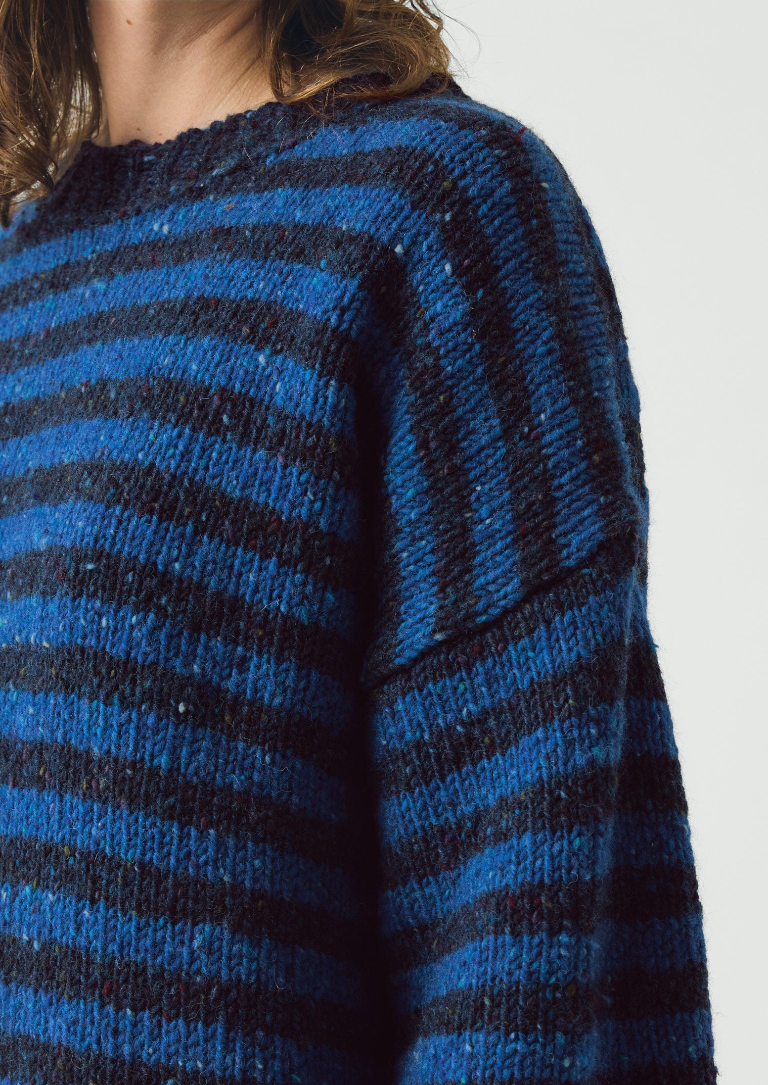 Donegal Stripe Short Sleeve Sweater | Midnight/Neptune Blue | TOAST