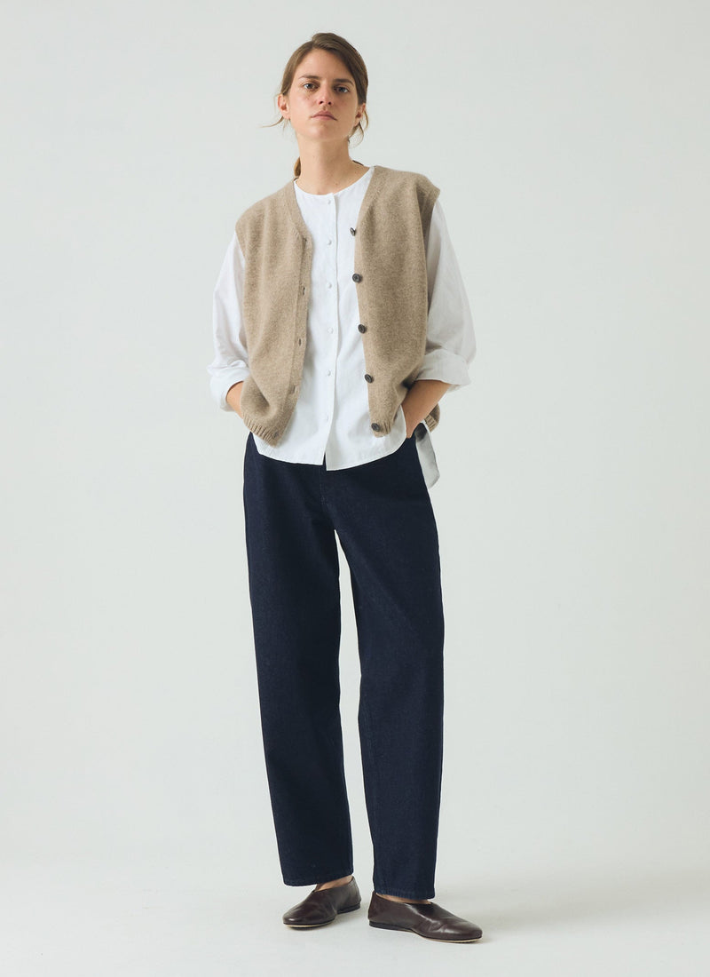 V Neck Wool Cashmere Tank | Stone Melange
