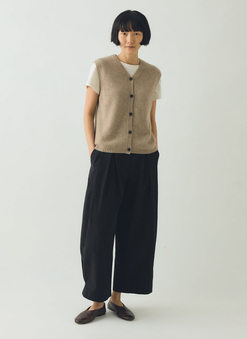 V Neck Wool Cashmere Tank | Stone Melange