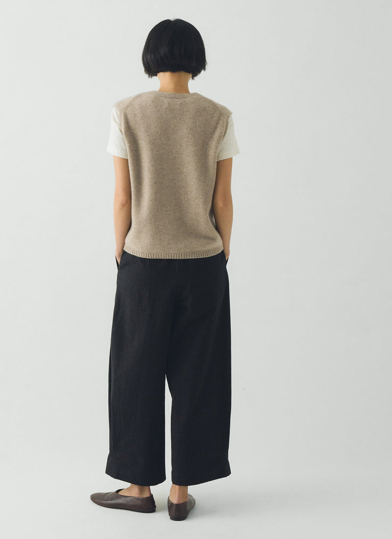V Neck Wool Cashmere Tank | Stone Melange