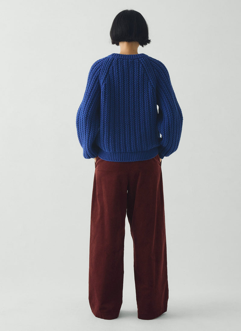 Racked Rib Wool Cotton Sweater | Cobalt