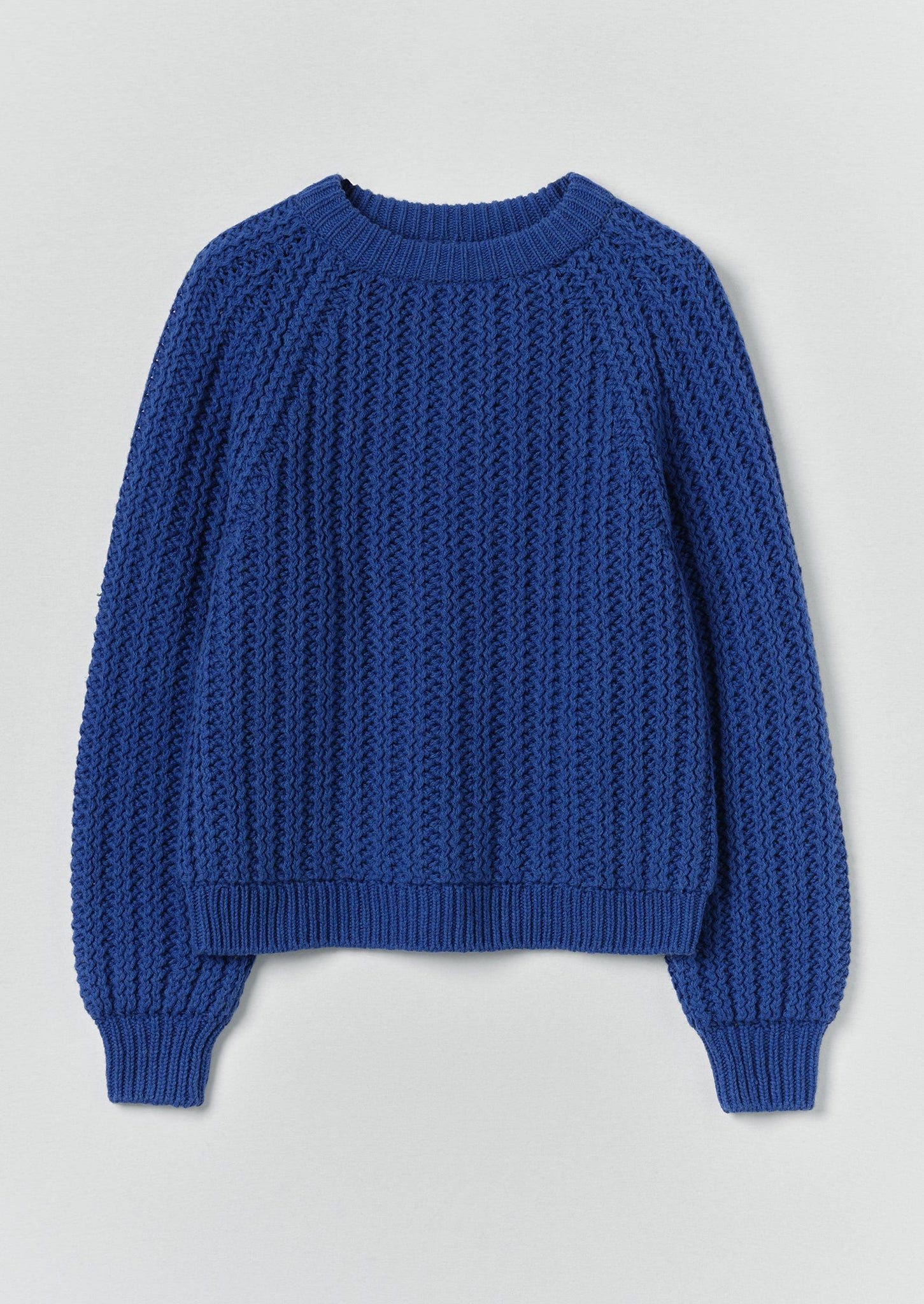 Racked Rib Wool Cotton Sweater | Cobalt