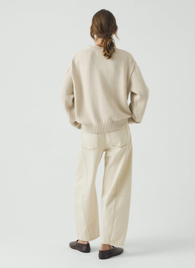 Cotton High Neck Sweater | Putty