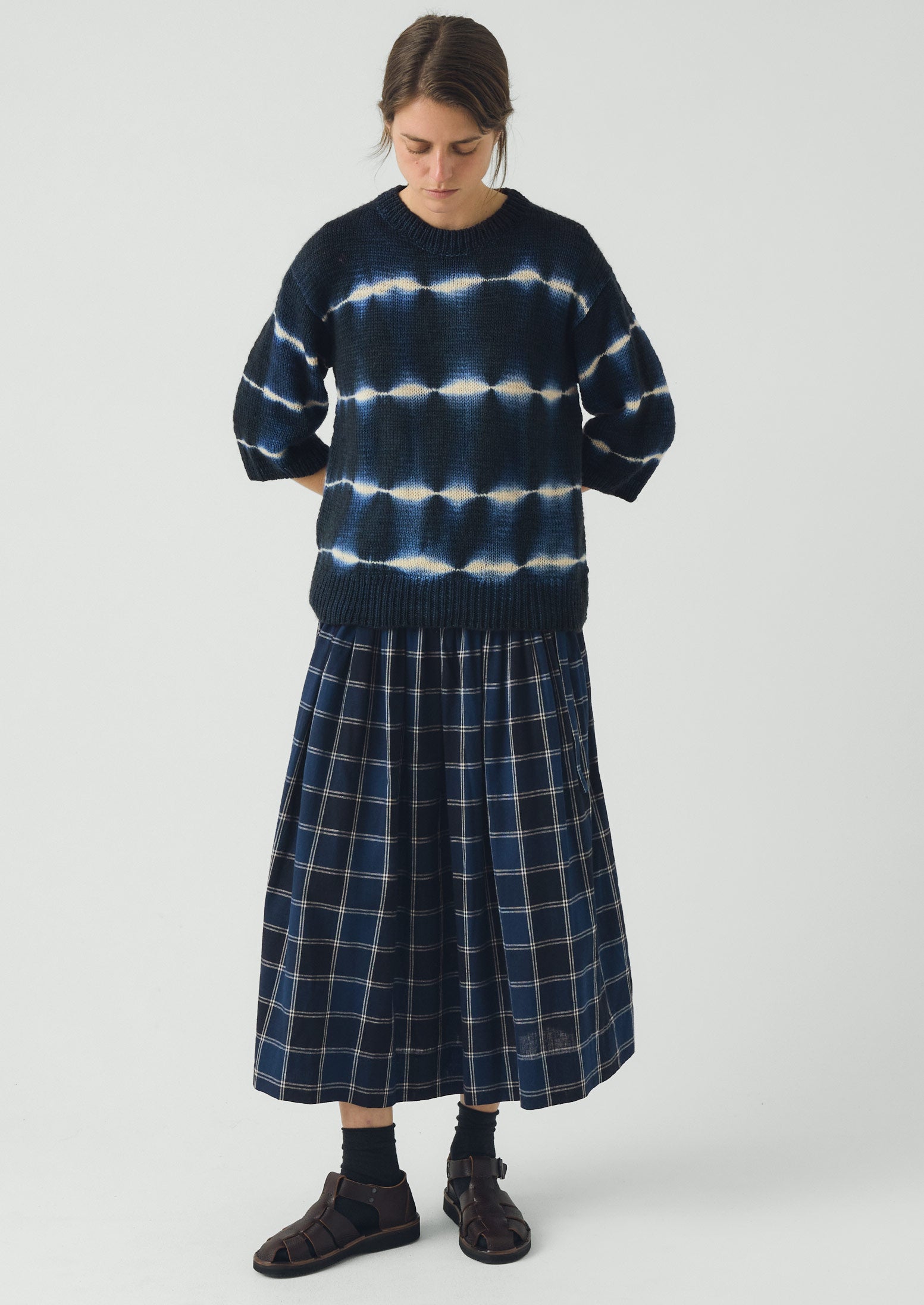Hand Framed Shibori Knitted Top | Ink Blue | TOAST