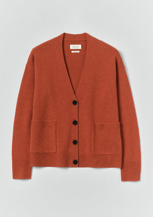 Ffion Wool Cashmere Boxy Cardigan | Terracotta | TOAST