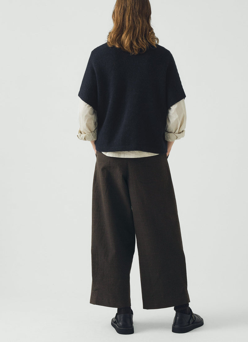 Wool Alpaca Knitted Wrap | Navy