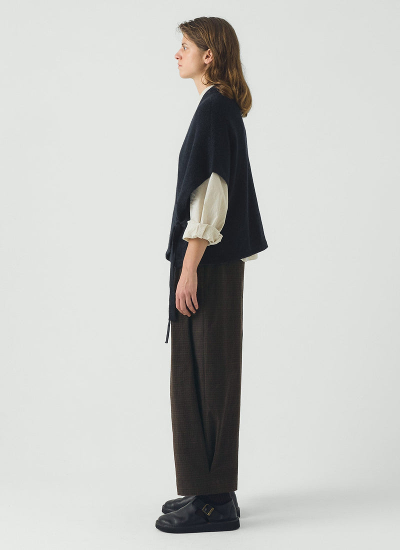 Wool Alpaca Knitted Wrap | Navy