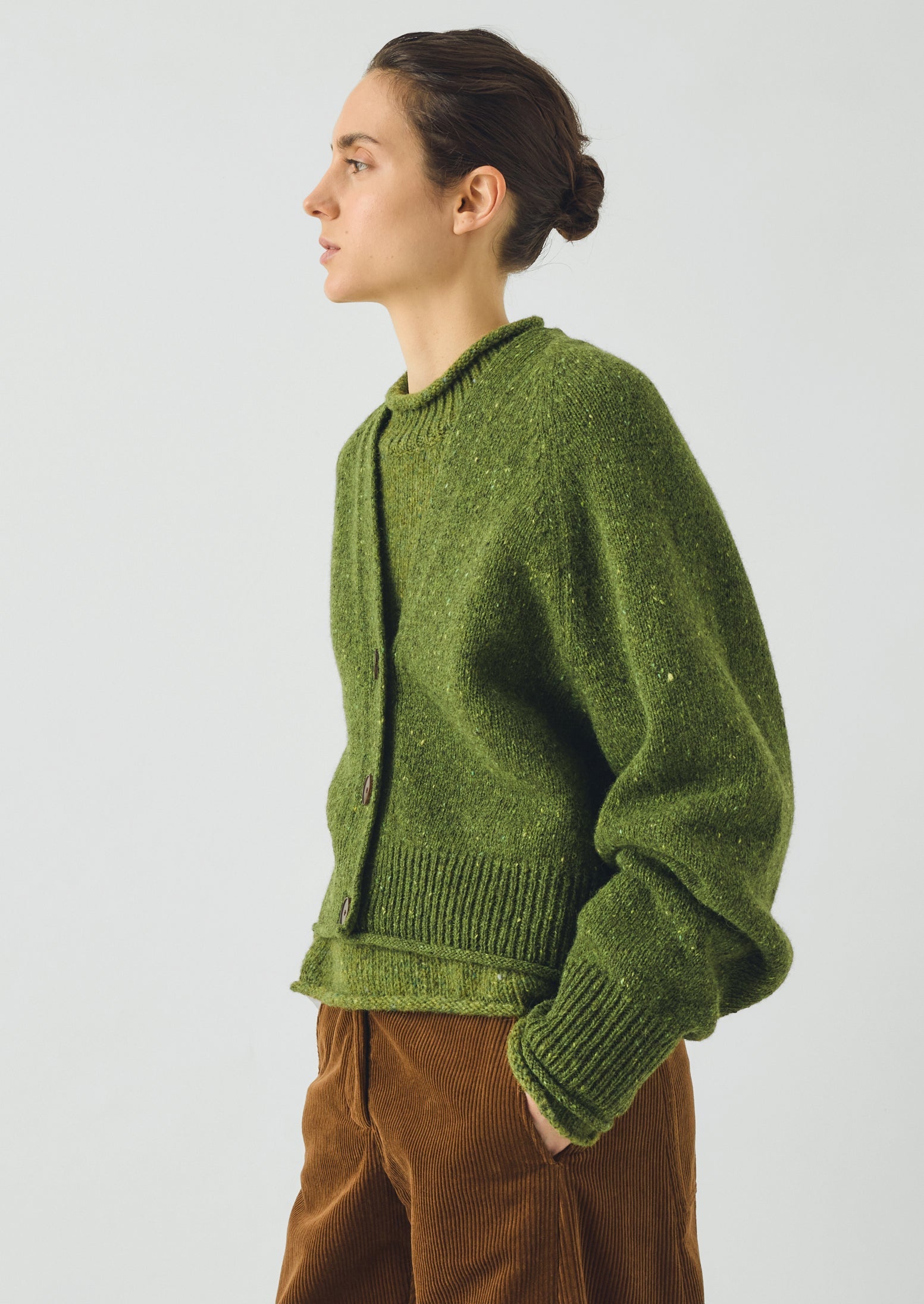 Donegal Wool V Neck Cardigan | Artichoke | TOAST