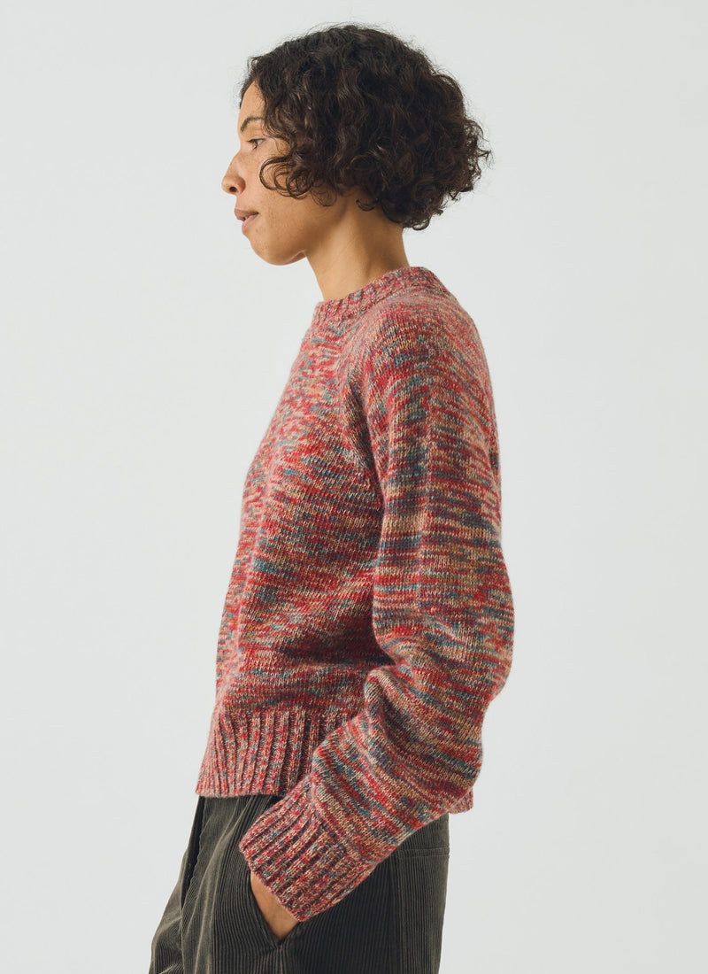 Marled Wool Sweater | Red Multi