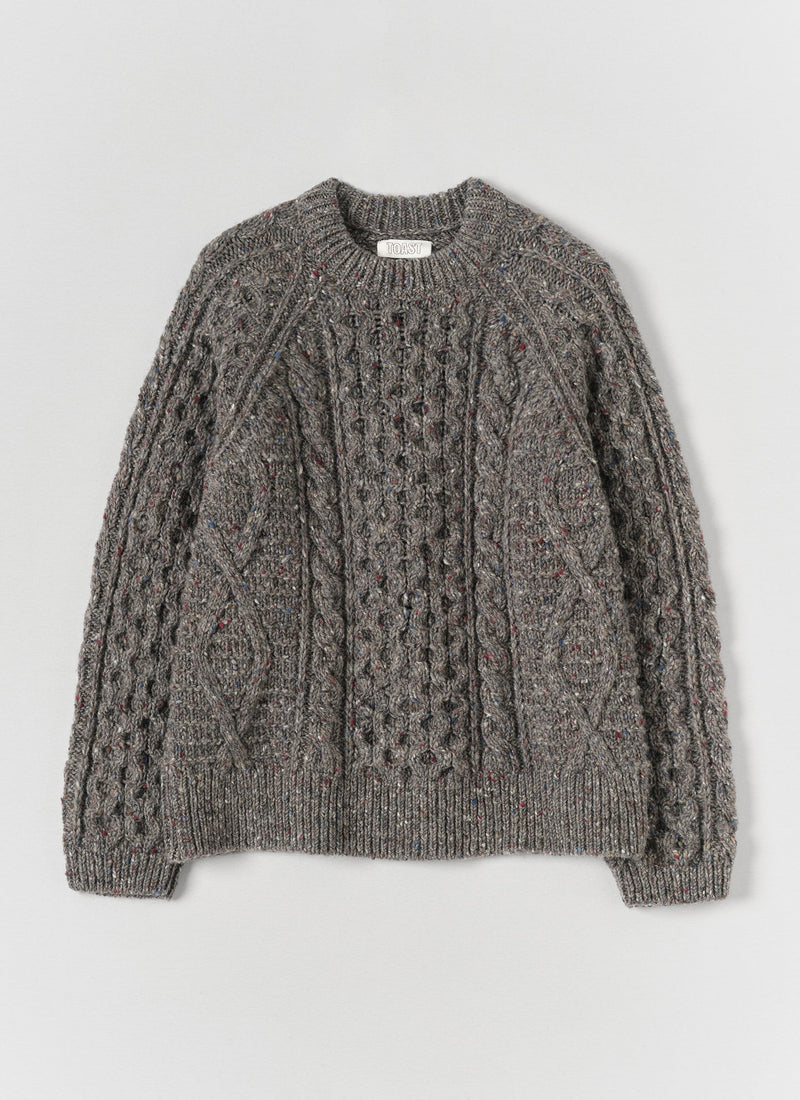Donegal Aran Wool Sweater | Iron Grey