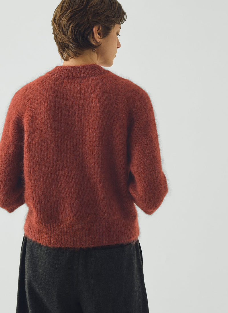 Mohair Cotton Half Sleeve Cardigan | Red Rock