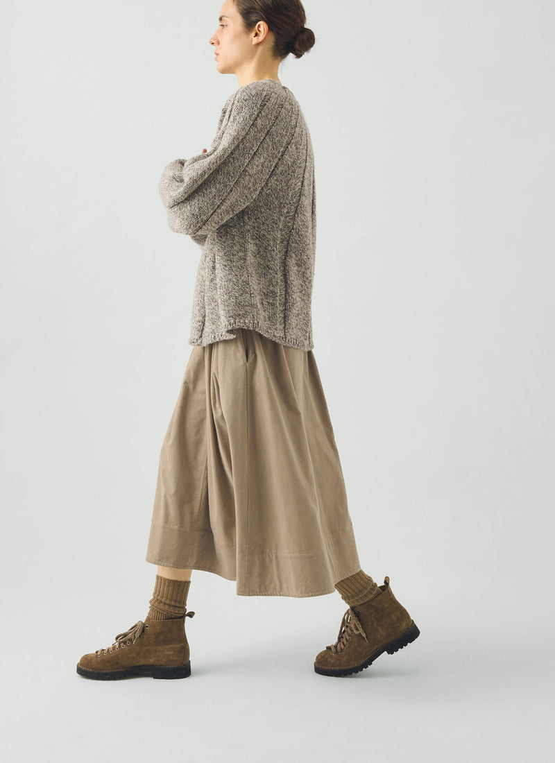 Wide Ribbed British Wool Sweater | Natural Marl