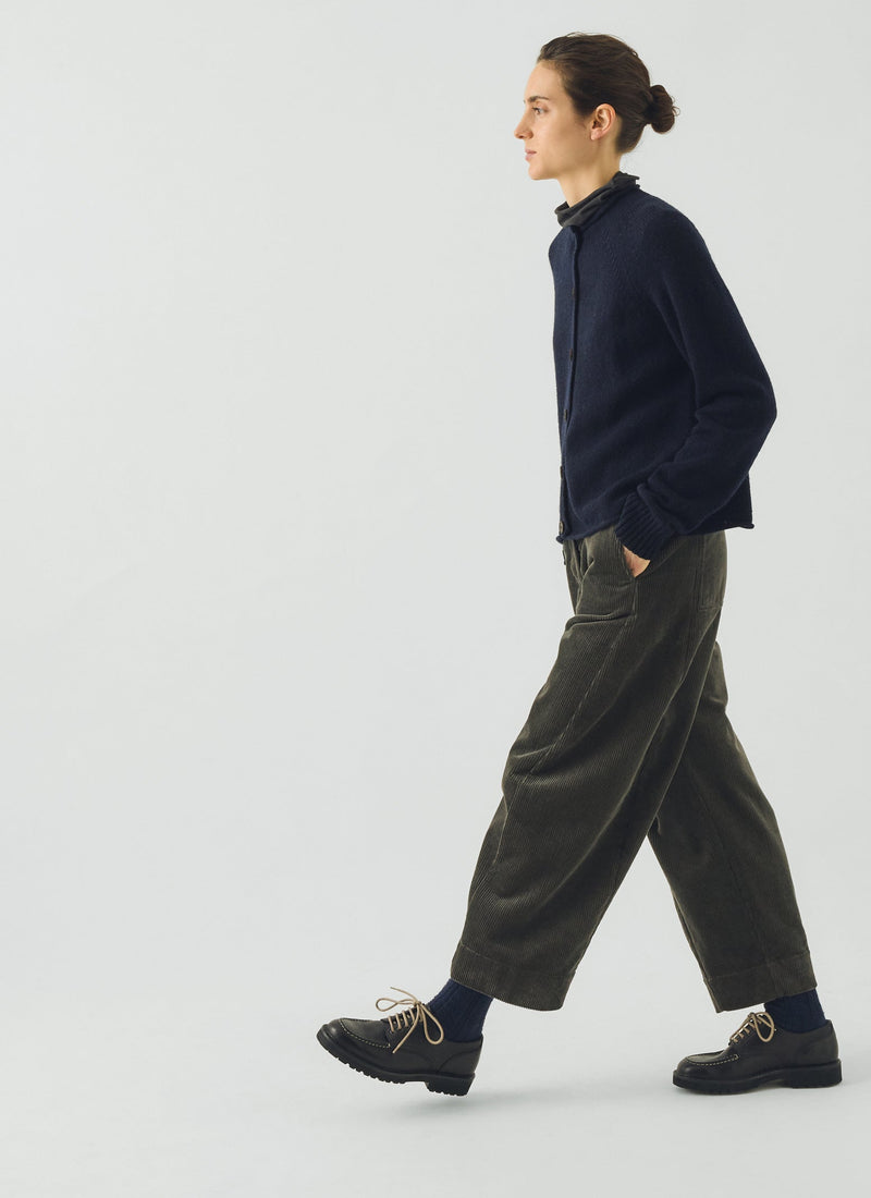 Heathery Wool High Neck Cardigan | Darkest Navy