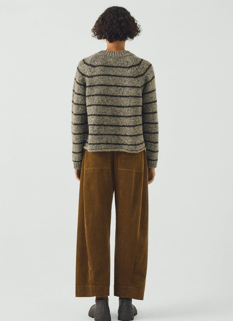 Orla Stripe Donegal Wool Sweater | Smoke/Bark