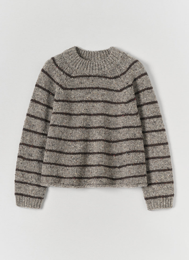 Orla Stripe Donegal Wool Sweater | Smoke/Bark