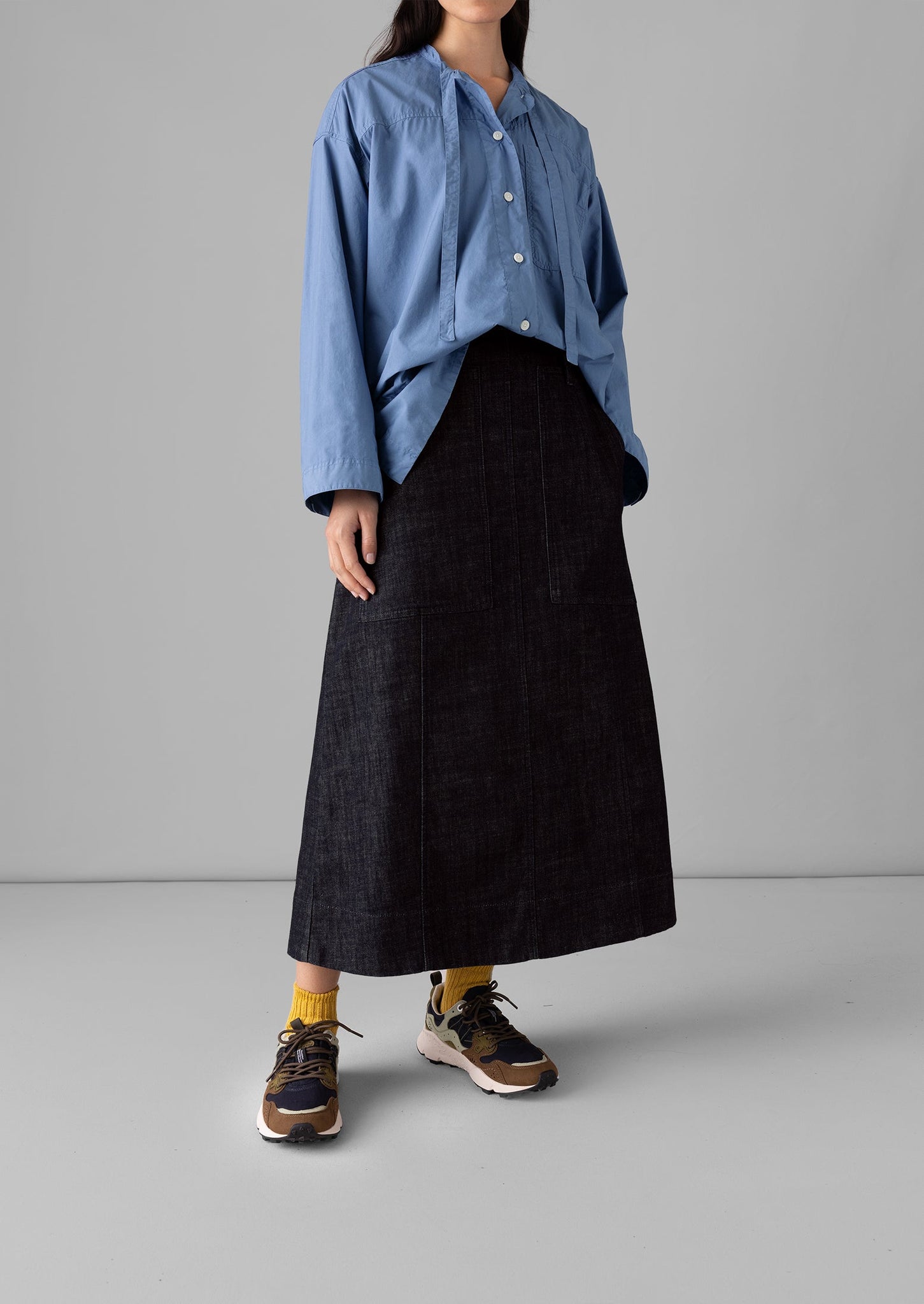 Patch Pocket Organic Indigo Denim Skirt | Indigo | TOAST