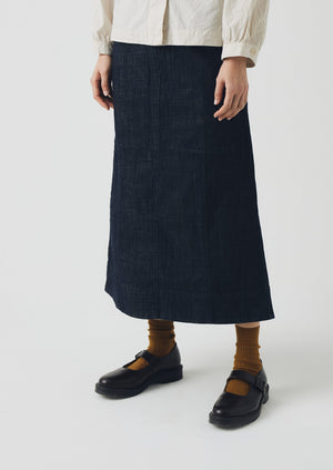 Patch Pocket Organic Indigo Denim Skirt | Indigo