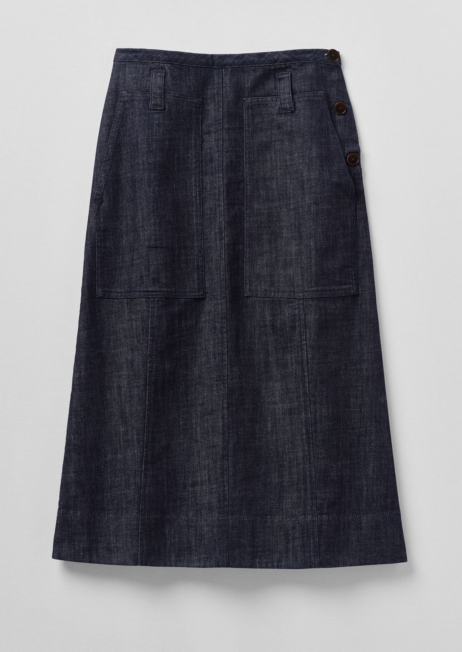 Patch Pocket Indigo Denim Skirt | Indigo | TOAST
