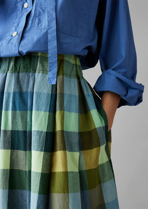 Cabin Check Organic Cotton Skirt | Juniper | TOAST