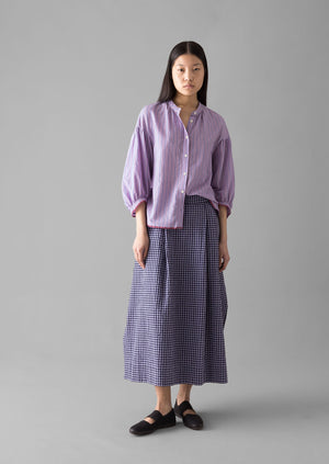 Cotton Gingham Seersucker Skirt | Lilac