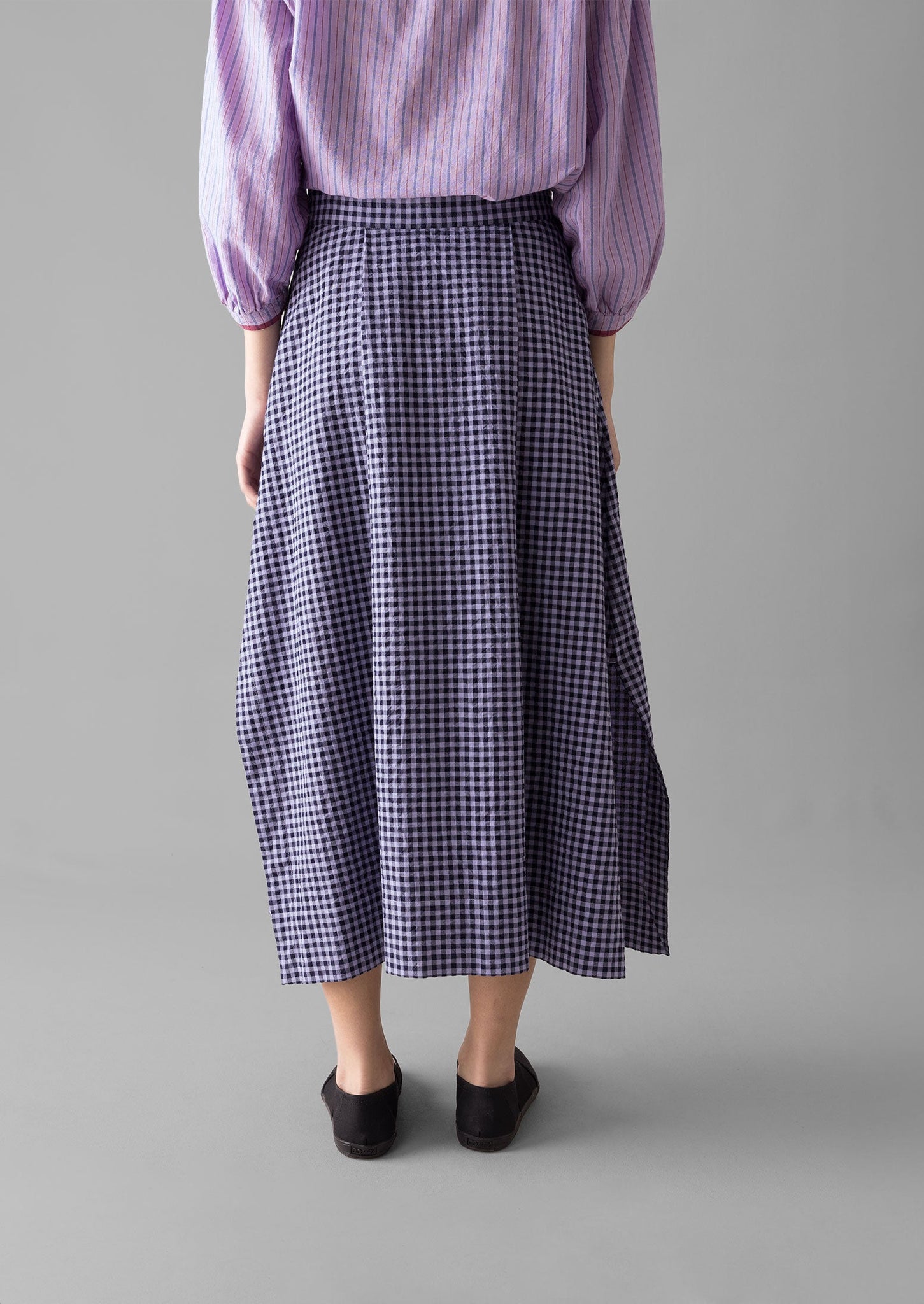 Cotton Gingham Seersucker Skirt | Lilac