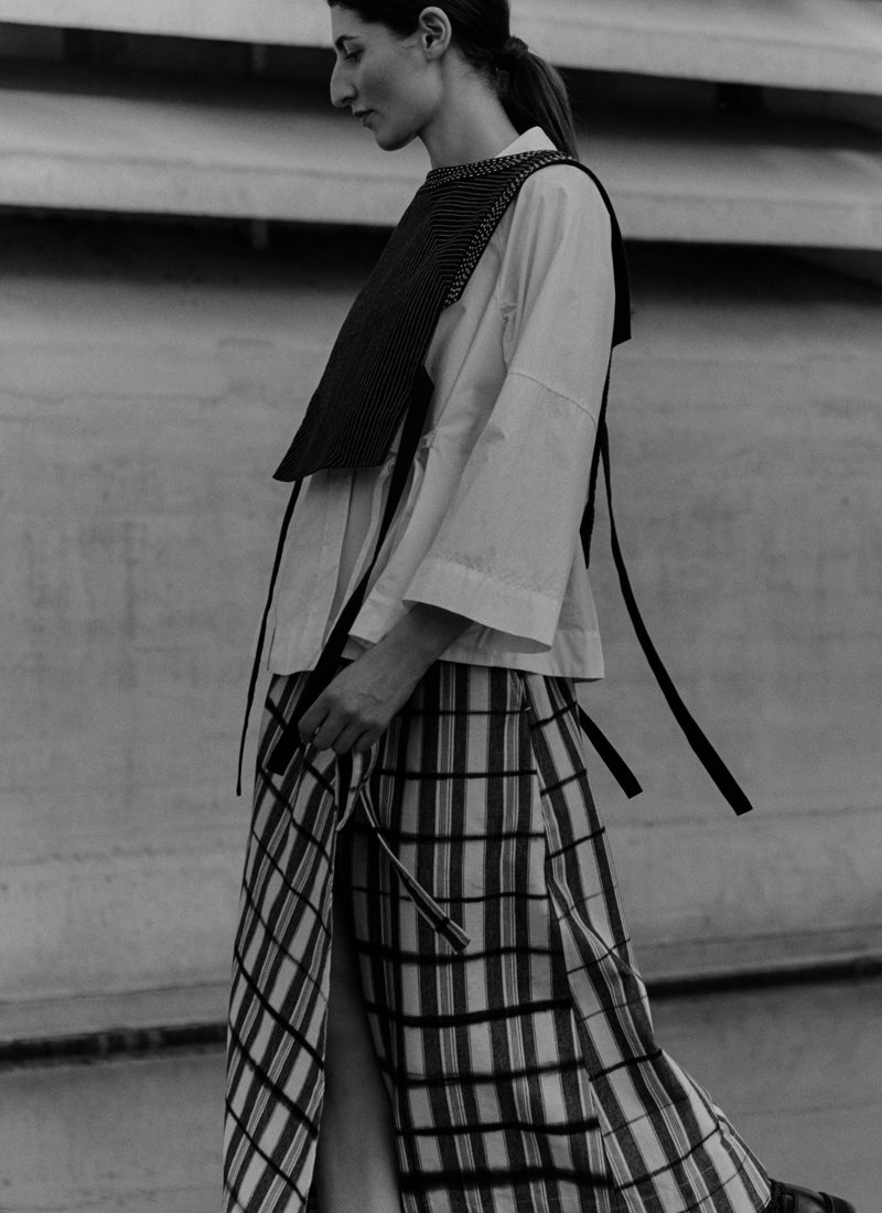 Edo Stripe Wrap Skirt | Indigo